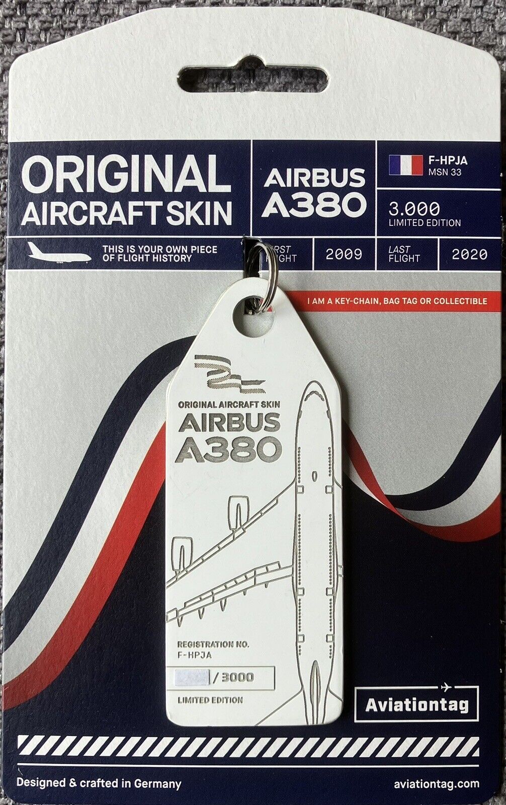 AVIATIONTAG : AIR FRANCE : AIRBUS A380/800 : F-HPJA (WHITE TAG)