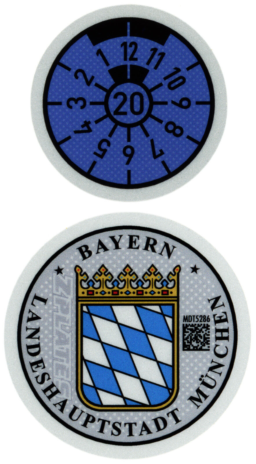 Munich Front License Plate Registration and Emissions Sticker Set - Munich