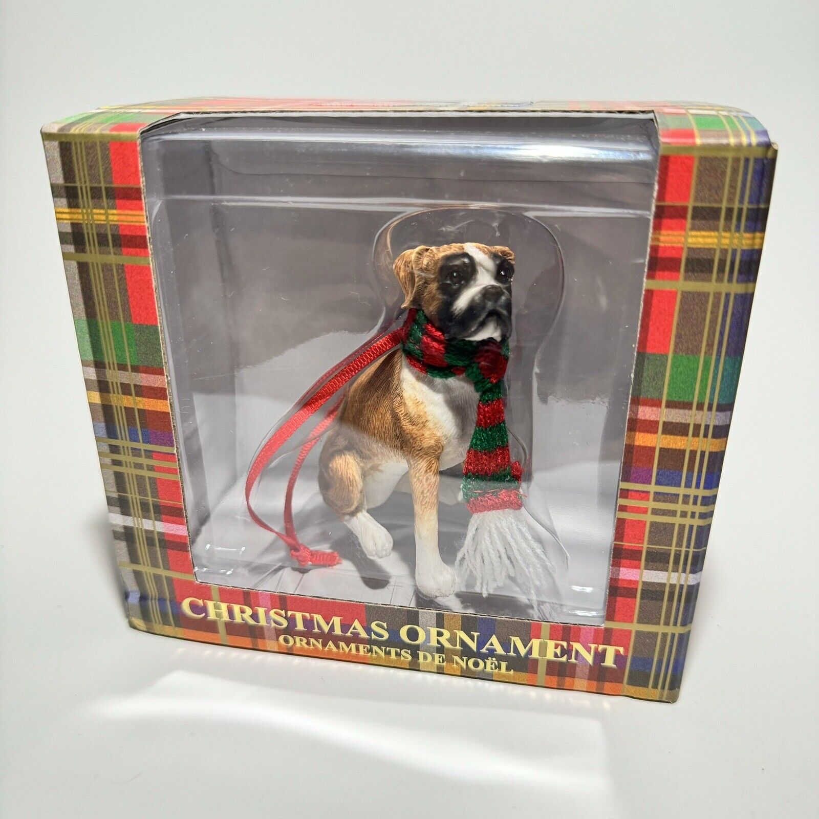 Boxer in Scarf Dog Christmas Holiday Ornament Sandicast Ornaments De Noël