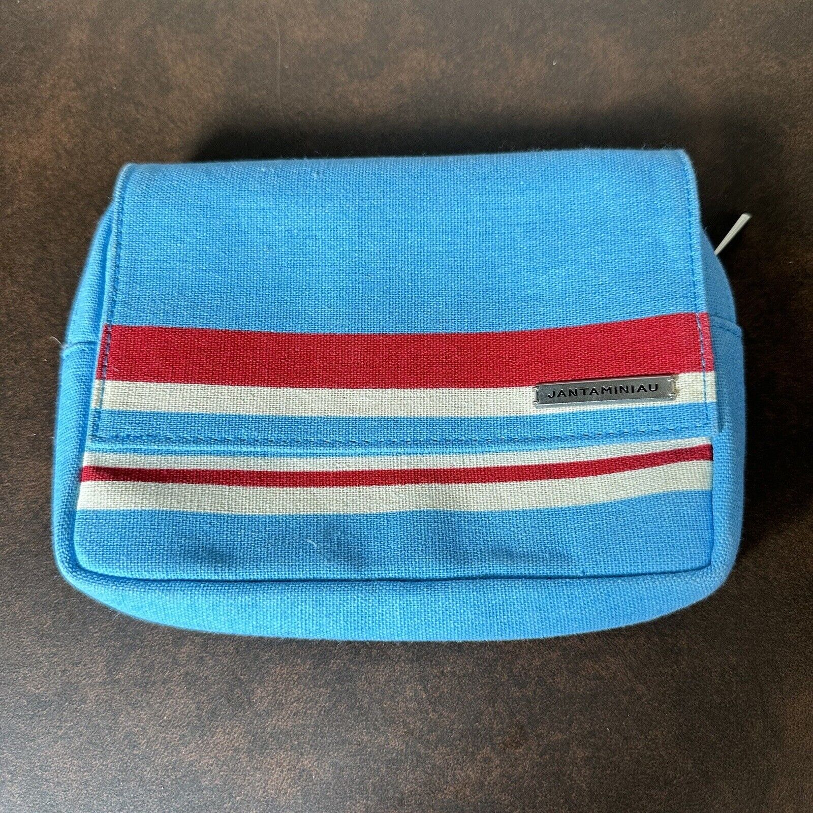 KLM X Jantaminiau Travel Bag Blue Fold Over Magnet Zip Top Clutch Accessory
