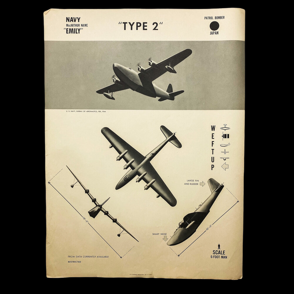 WWII Japanese Patrol Bomber Type 2 'Emily' Aviation W.E.F.T.U.P. ID Posters