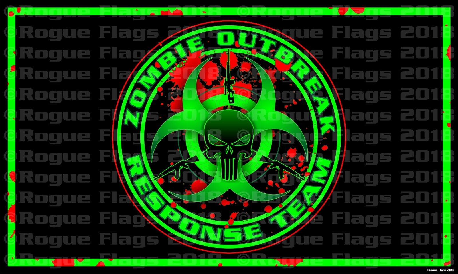 Zombie Outbreak Response Team Fabric Poster Banner Flag 3\' X 5\' Punisher AK 7.62