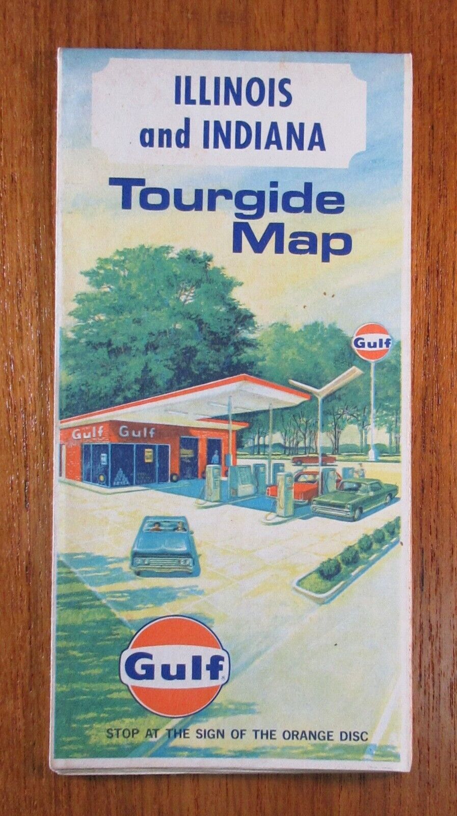 1968 Gulf ILLINOIS and INDIANA Vintage Tourguide Folding Road Map 25\