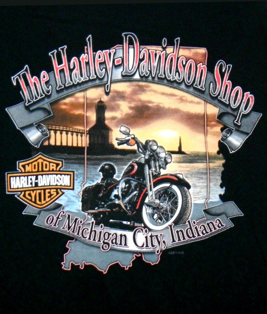 Harley Davidson XL Black T-Shirt - 2015 Michigan City, IN - C-1709-GBX