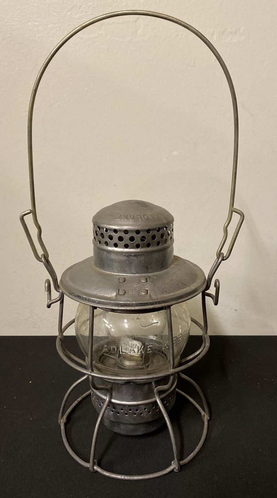 Vintage Adlake Kero Norfolk Western N&W Railroad Lantern Embossed Clear Globe