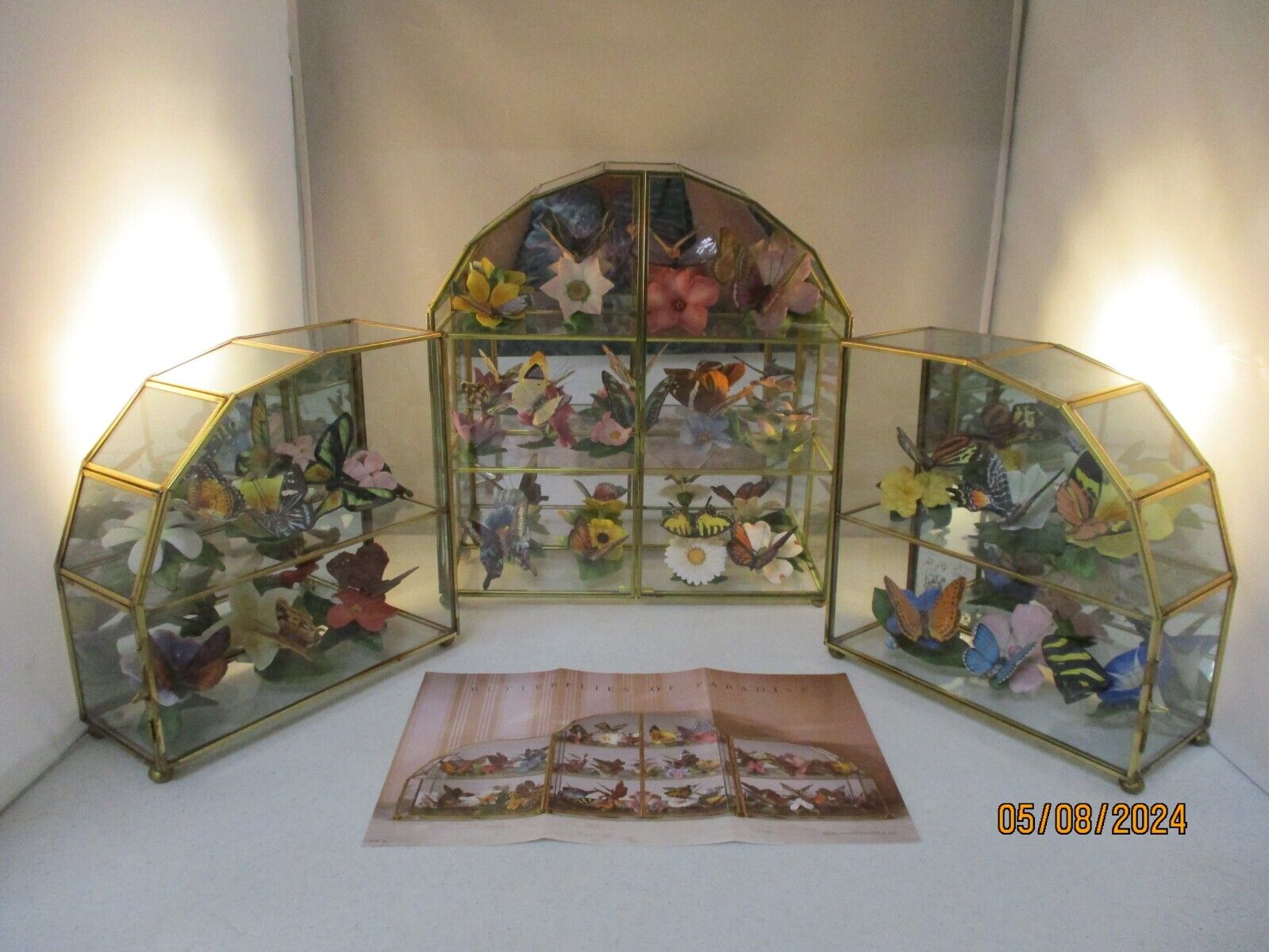 Franklin Mint Butterflies of The World Porcelain 3 Display Cases- 25 Butterflies