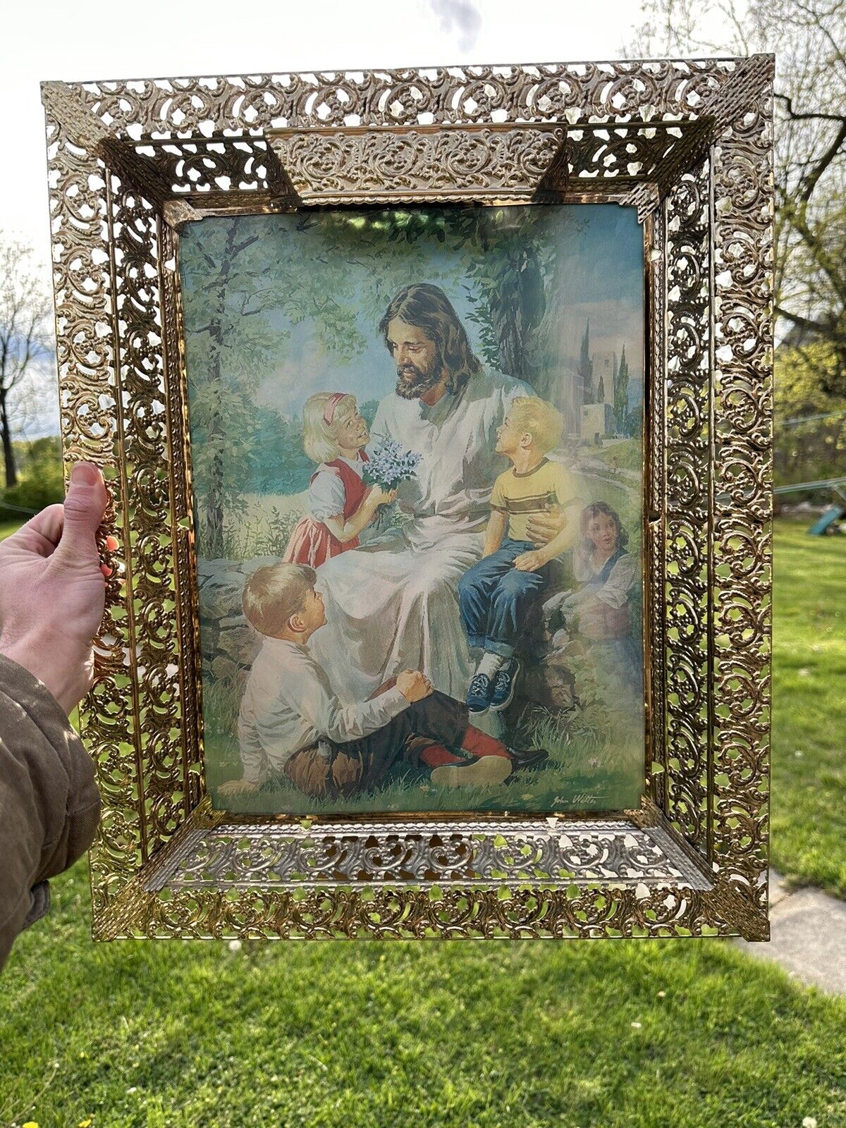 Vintage Jesus Holographic Optical Illusions 2 Flipping Pictures 17x21