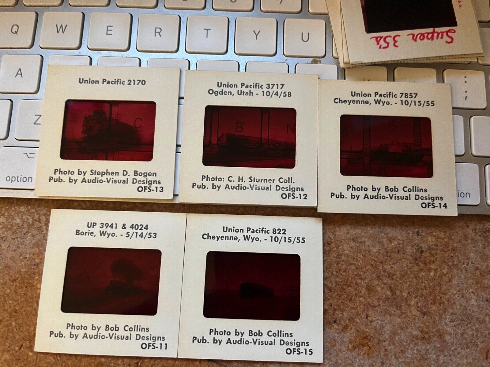 Duplicate Slide Lot (5)Union Pacific UP in WY/UT Steam Locomotives 1953-58