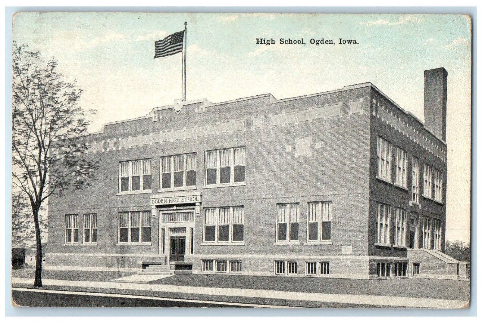 1928 View Of High School Building Campus Ogden Iowa IA Posted Vintage Postcard