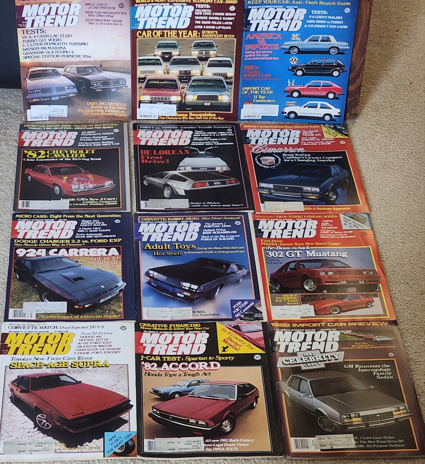 1981 Motor Trend Magazine Vintage Lot Of 12 Full Year Jan-Dec See Pictures