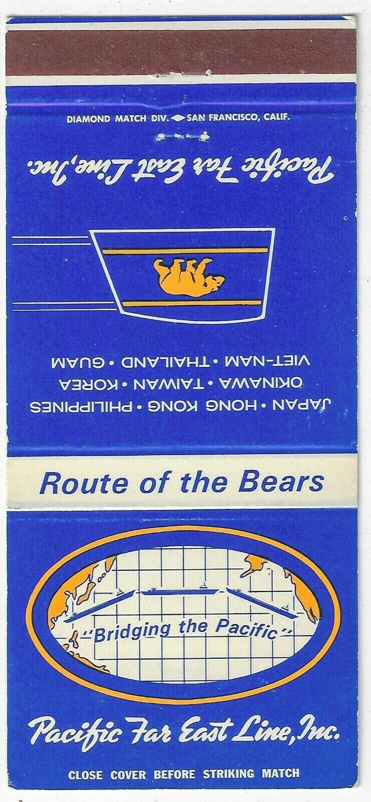  Pacific Far East Line Inc. Route of the Bears FS 30S Empty Matchcover