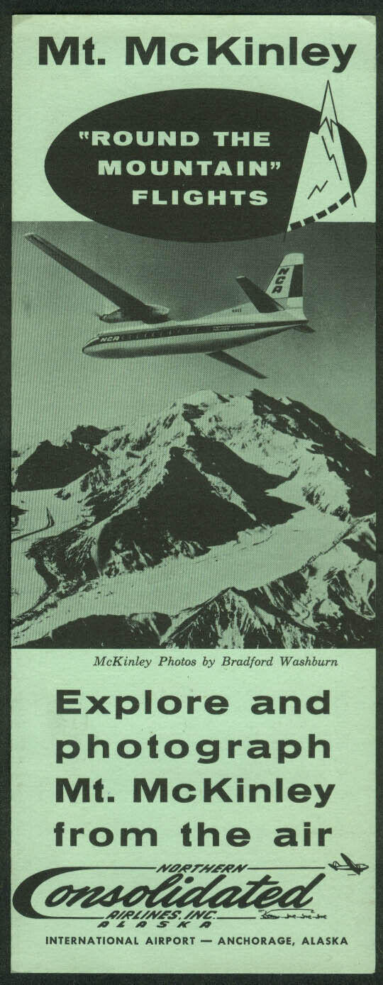 Northern Consolidated Airlines Alaska Mt McKinley airline folder 1960s