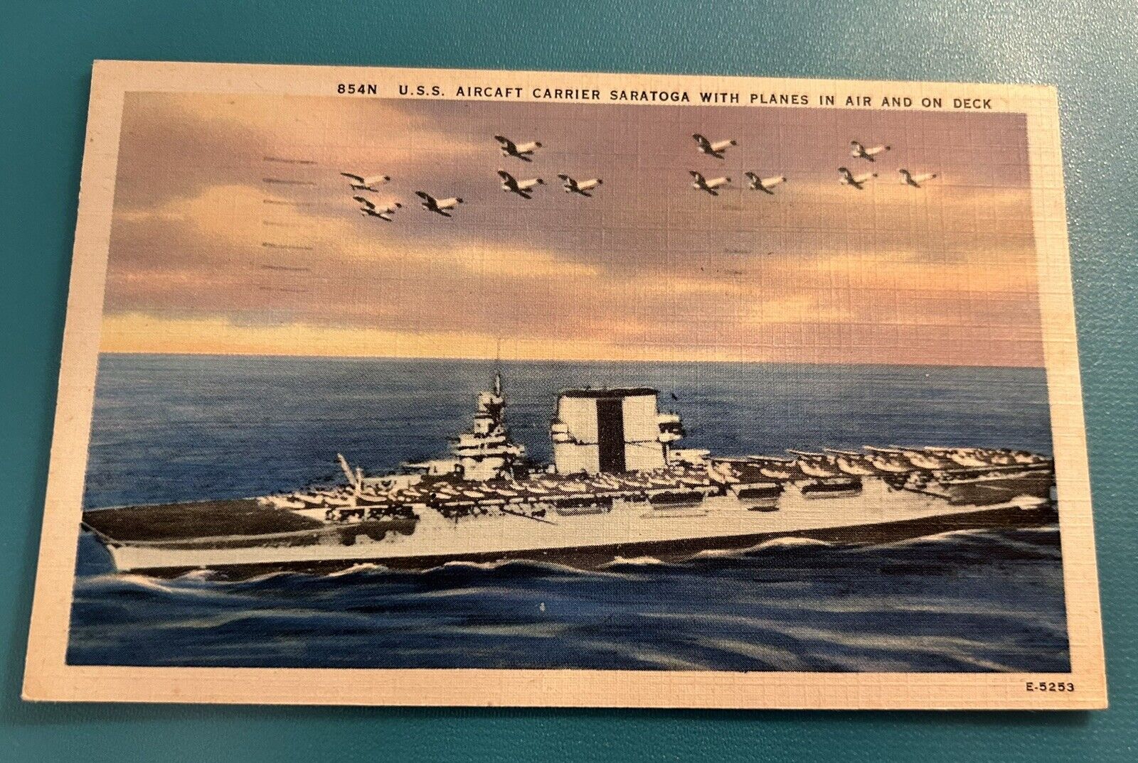 U.S.S. Aircraft Carrier Saratoga 1946 Used Postcard