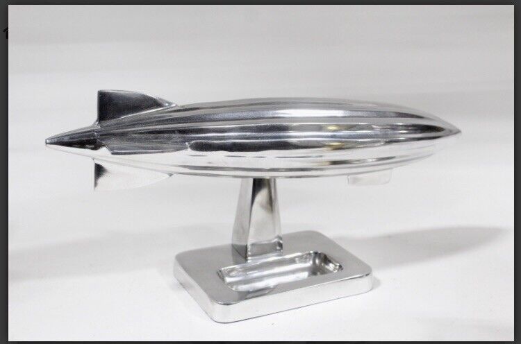Art Deco Blimp Zeppelin Aluminium Desk Ornament Hindenburg Xmas