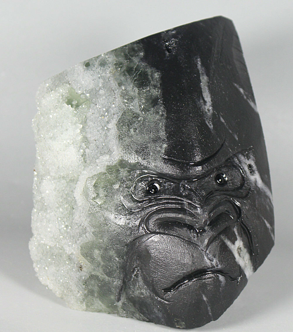 3.16lb Hand - Carved Natural Fluorite Quartz Crystal Cluster Carved King Kong