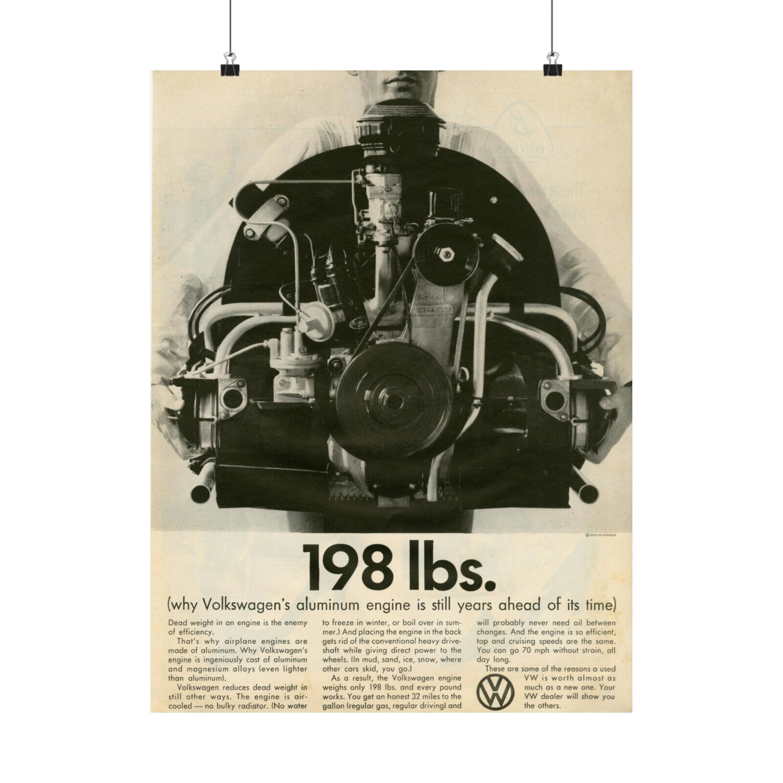 Volkswagen Beetle VW Bug Poster - VW Advertising Ad Print Mid Century Wall Art