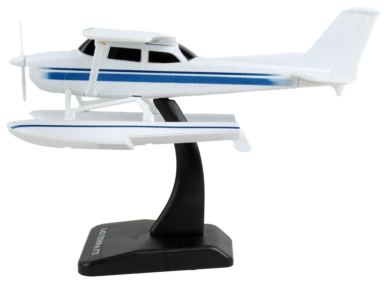 Cessna 172 Skyhawk Aircraft with Floats White with Blue Stripes \
