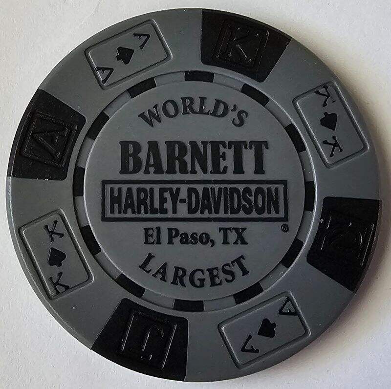 BARNETT HARLEY-DAVIDSON El Paso TX Dark Gray/Black AKQJ Signature Poker Chip