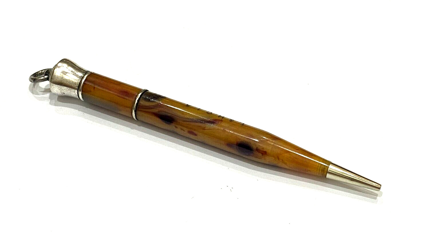 VINTAGE SAMPSON MORDAN EVERPOINT PENCIL YELLOW&RED MARBLE WORKS FINE