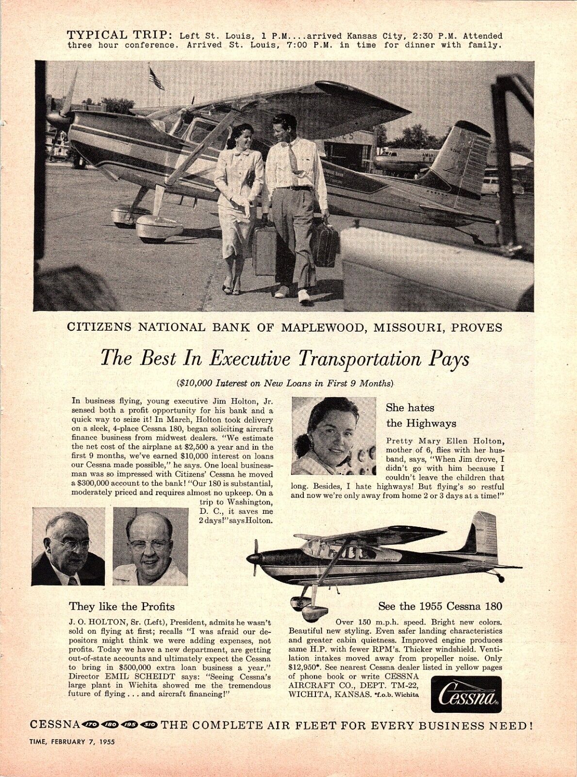 Print Ad 1955 Cessna The Complete Air Fleet For Business Needs