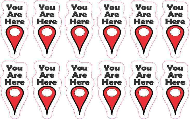 .75in x 1.5in You Are Here Pointer Stickers Car Truck Vehicle Bumper Decal