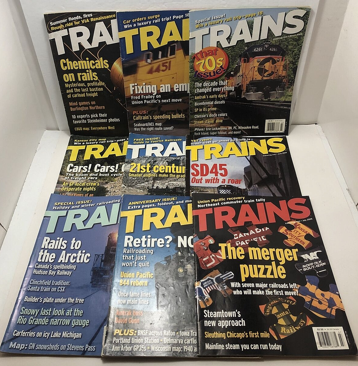 Trains: The Magazine of Railroading 2004-05 - Lot of (9) Lavishly Illustrated