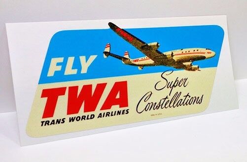 TWA Super Constellation Vintage Style Travel Decal, Vinyl Sticker, Luggage Label