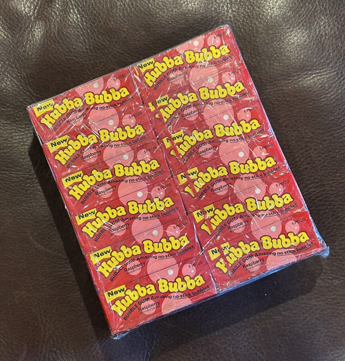 RARE HUBBA BUBBA RASPBERRY Bubble Gum UNOPENED DISPLAY BOX VINTAGE 1980's NOS