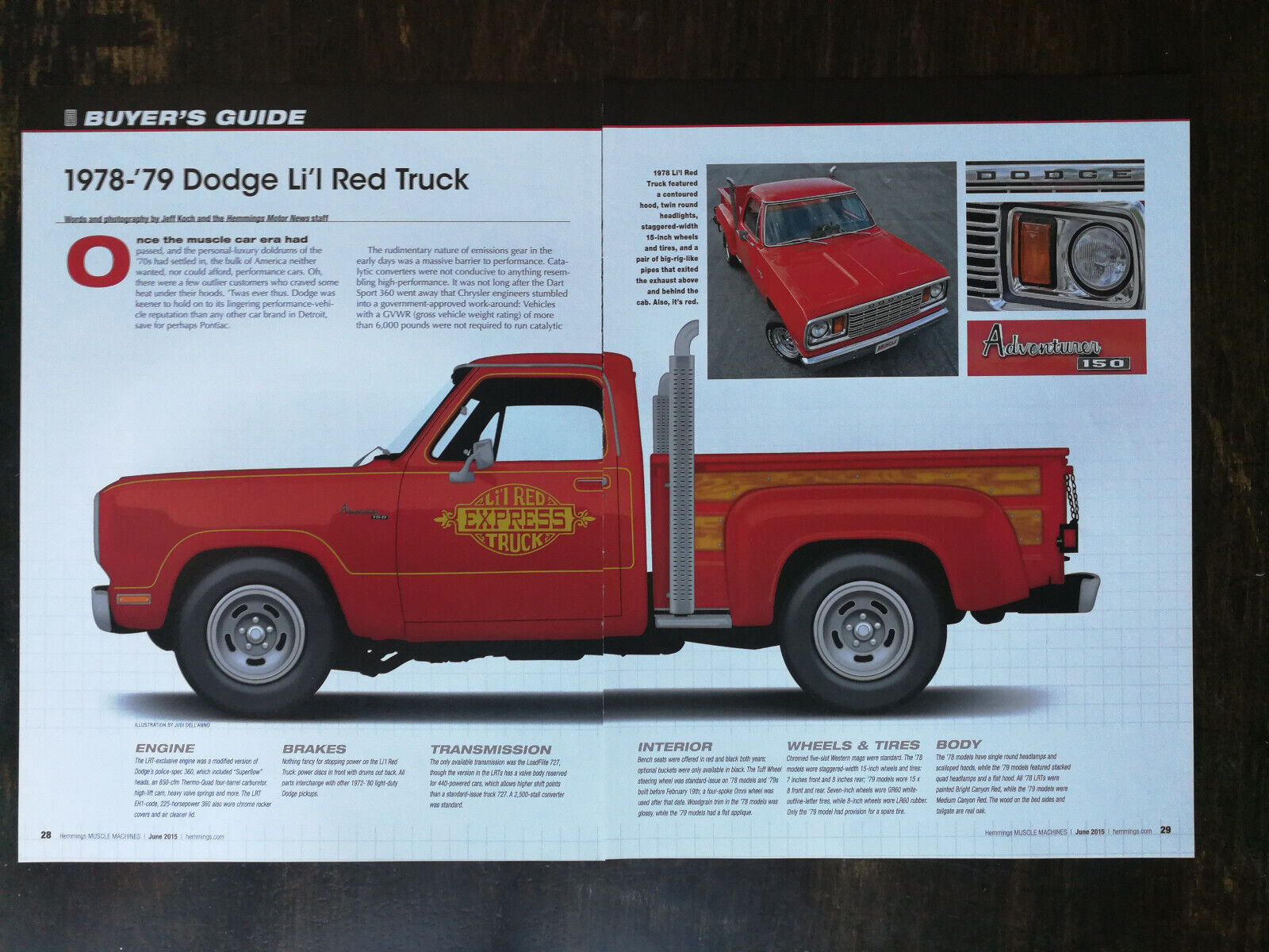 1978 1979 Dodge Li\'l Red Truck 5-Page Original Color Article 823
