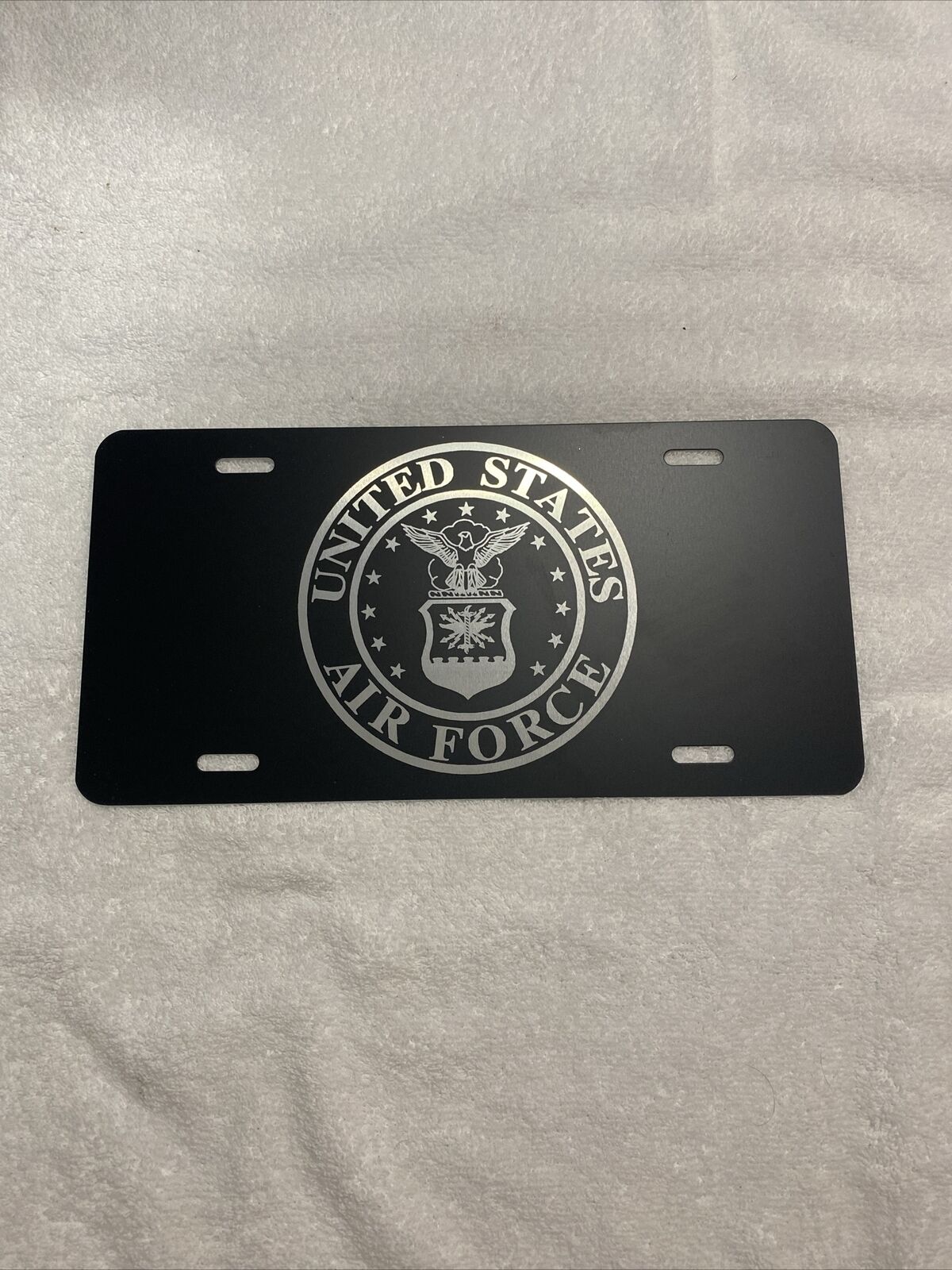 United States Air Force License Plate Tag Black And Silver