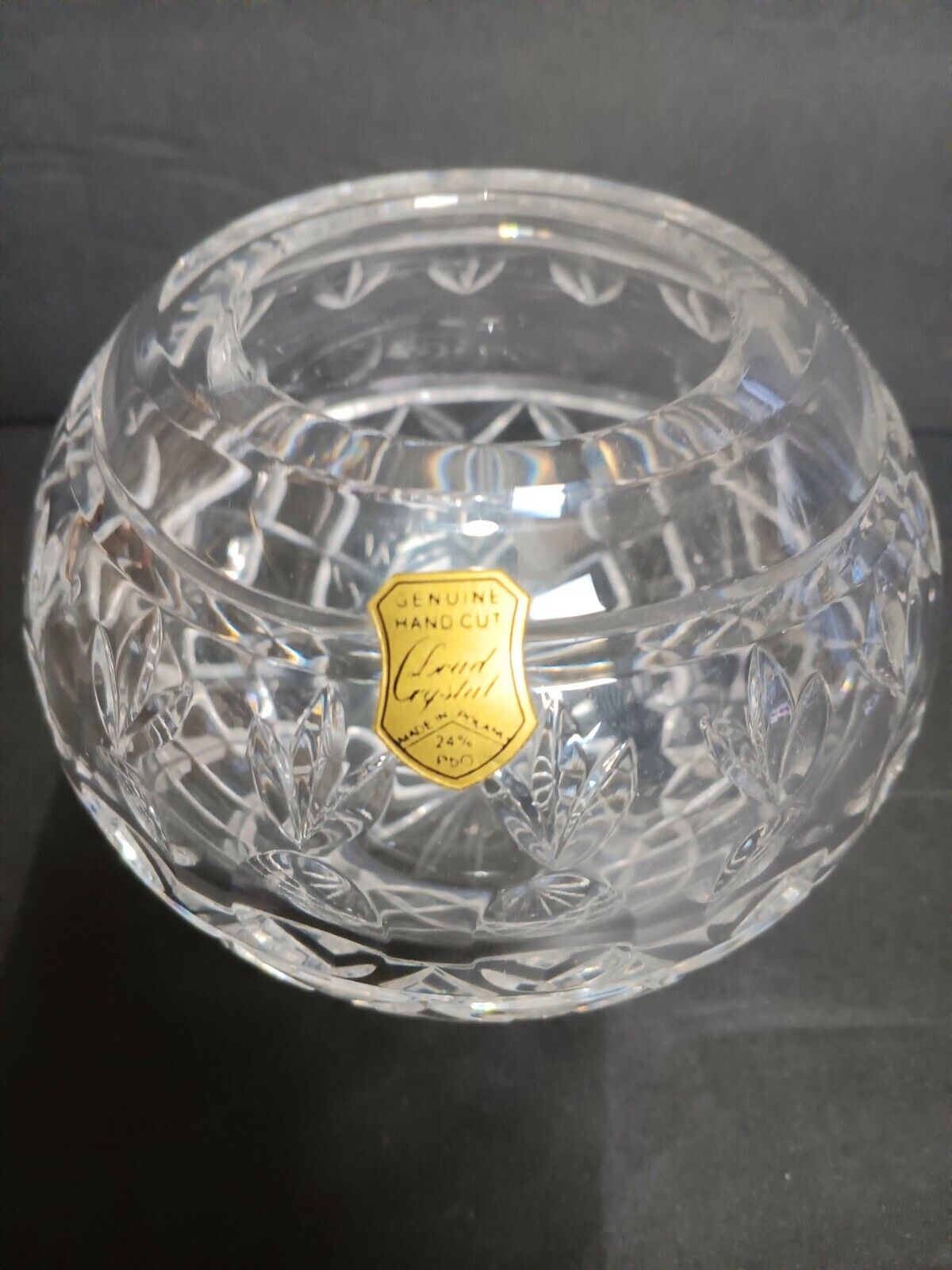 Beautiful Lead Crystal Round Rose Bowl Vase 24% Lead Poland Sparkling Cut Glass