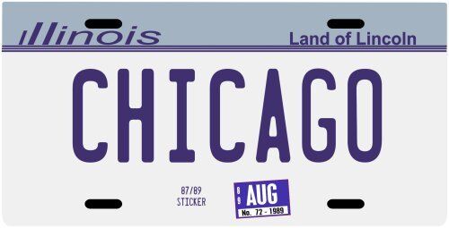 Chicago Illinois Metal 1989 License Plate 