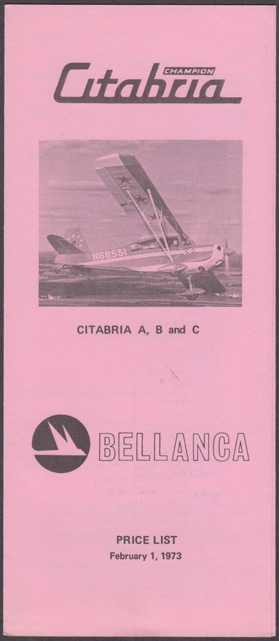 Bellanca Citabria Champion A B & C private plane price list 1973