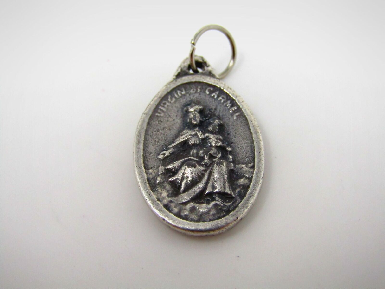 Vintage Christian Medal Charm: Virgin of Carmel Jesus of Sacred Heart