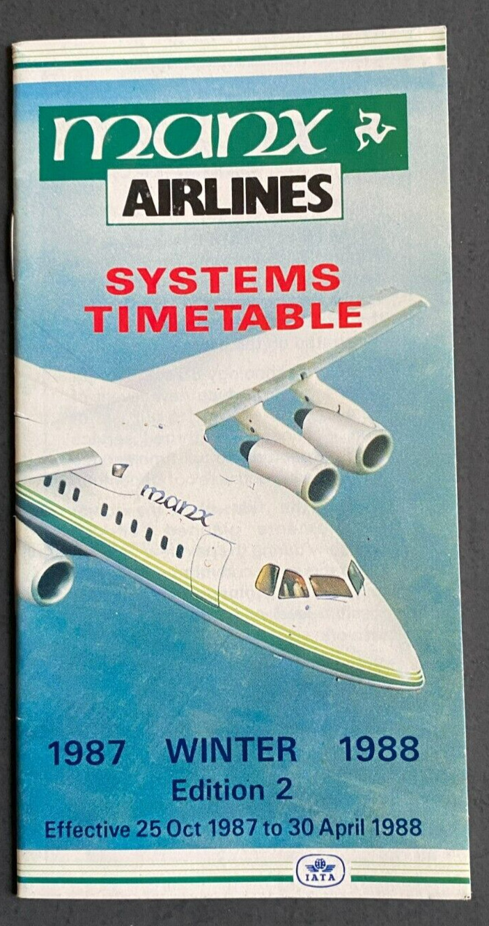 Manx Airlines Timetable Effective October 25, 1987