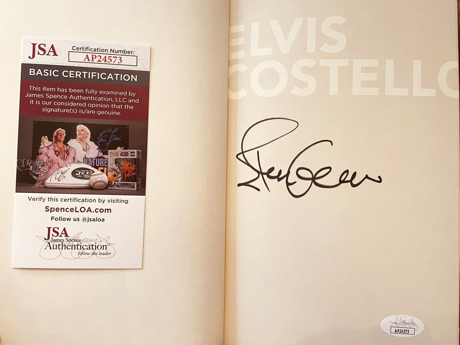 Elvis Costello autograph signed Unfaithful Music 1st edition hardcover book JSA