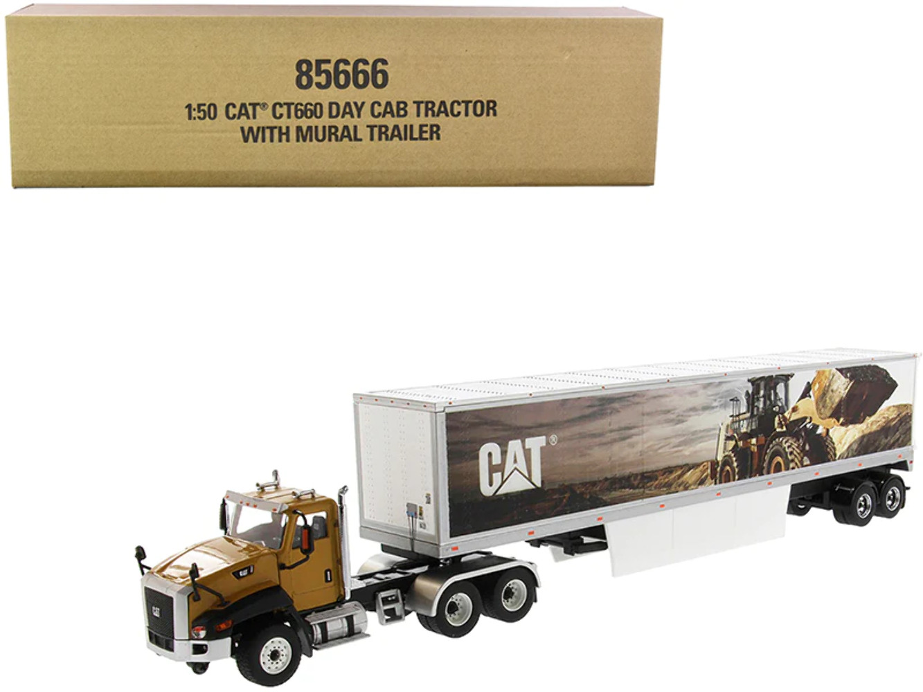CAT CT660 Day Cab with Mural Dry Van Trailer Transport Series 1/50 Diecast Model