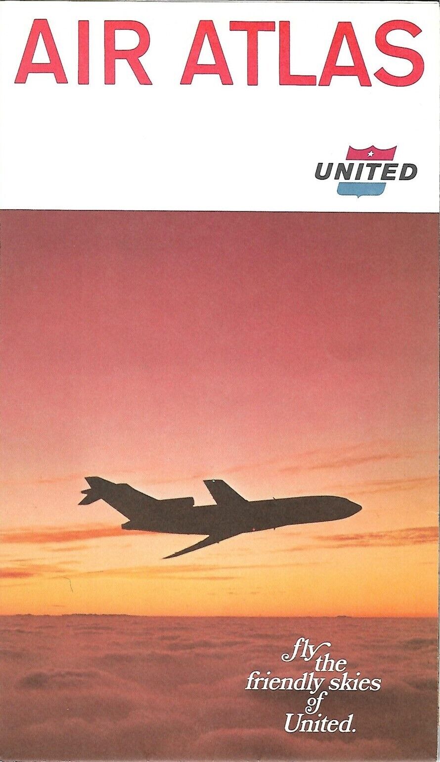 1966 UNITED AIRLINES System Map USA Hawaii Boeing 727 DC-8 Jet Mainliners Cargo