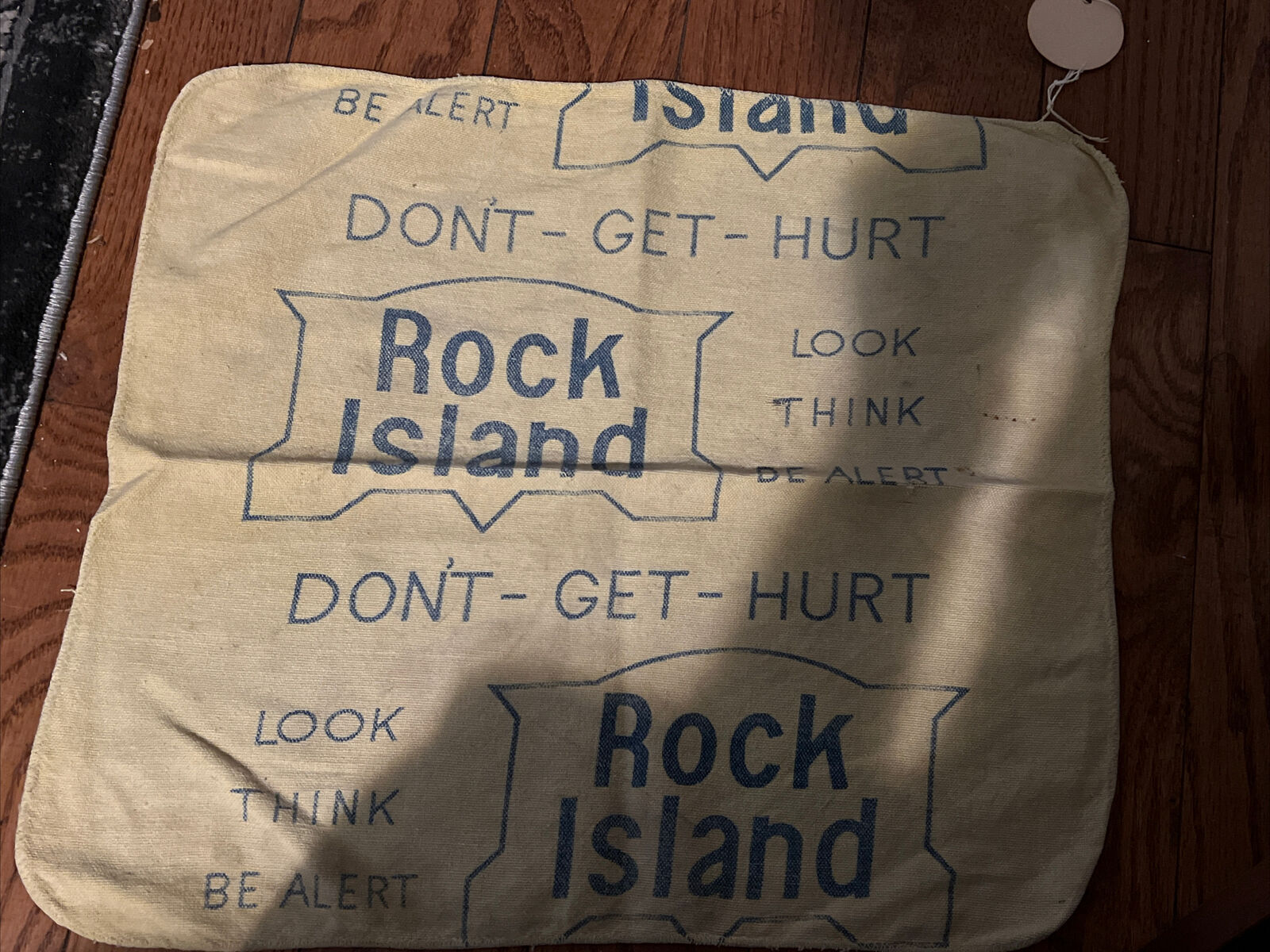 Vintage Rock Island Railroad Train Shop towel Don’t Get Hurt Good Condition