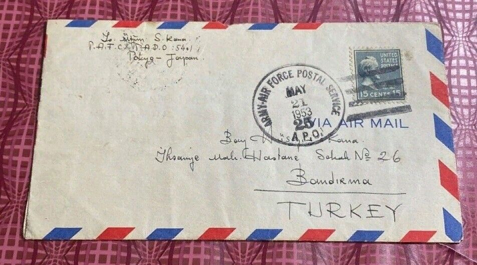 KOREAN WAR MILITARY POST Mark to TURKEY 21/May/1953  Air Force postal Service 25