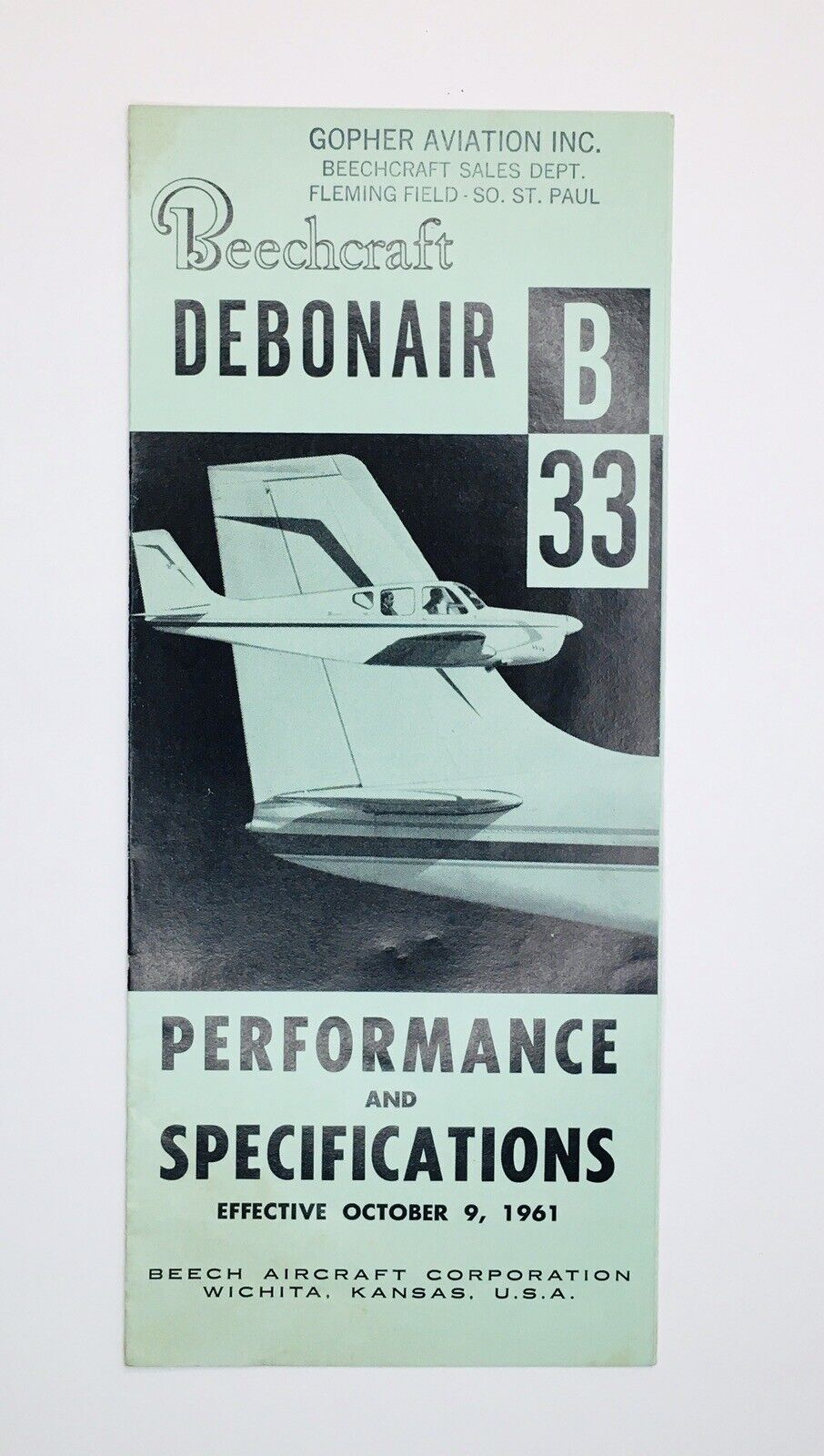 Beechcraft Debonair B33 Performance and Specifications Brochure 1961 Beech
