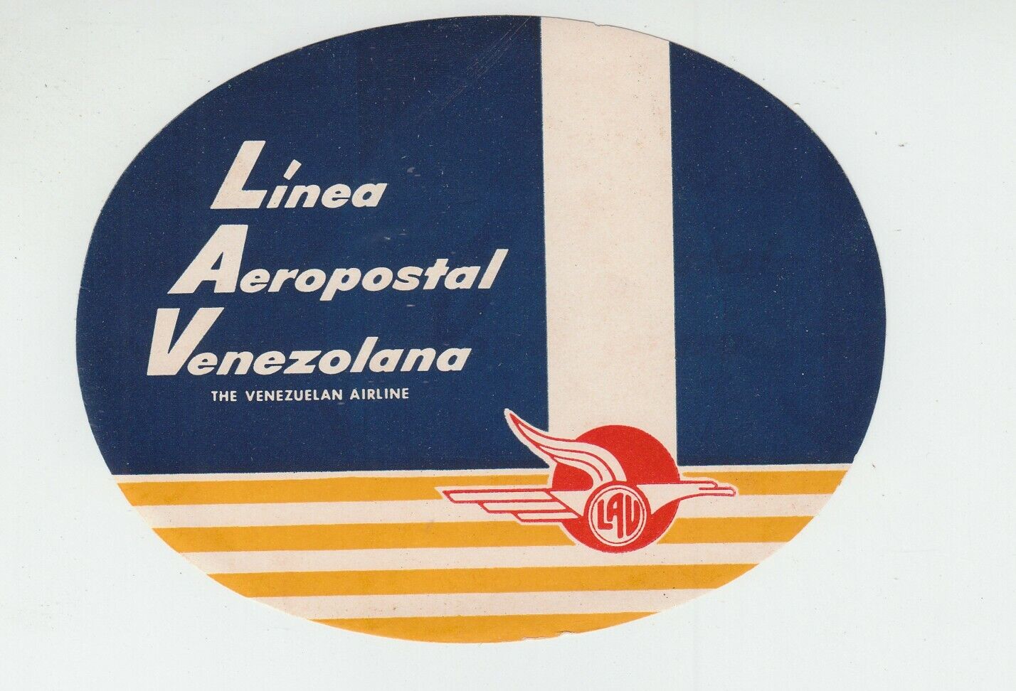 [73153] OLD ORIGINAL LUGGAGE LABEL for LINEA AEROPOSTAL VENEZOLANA (AIRLINE)