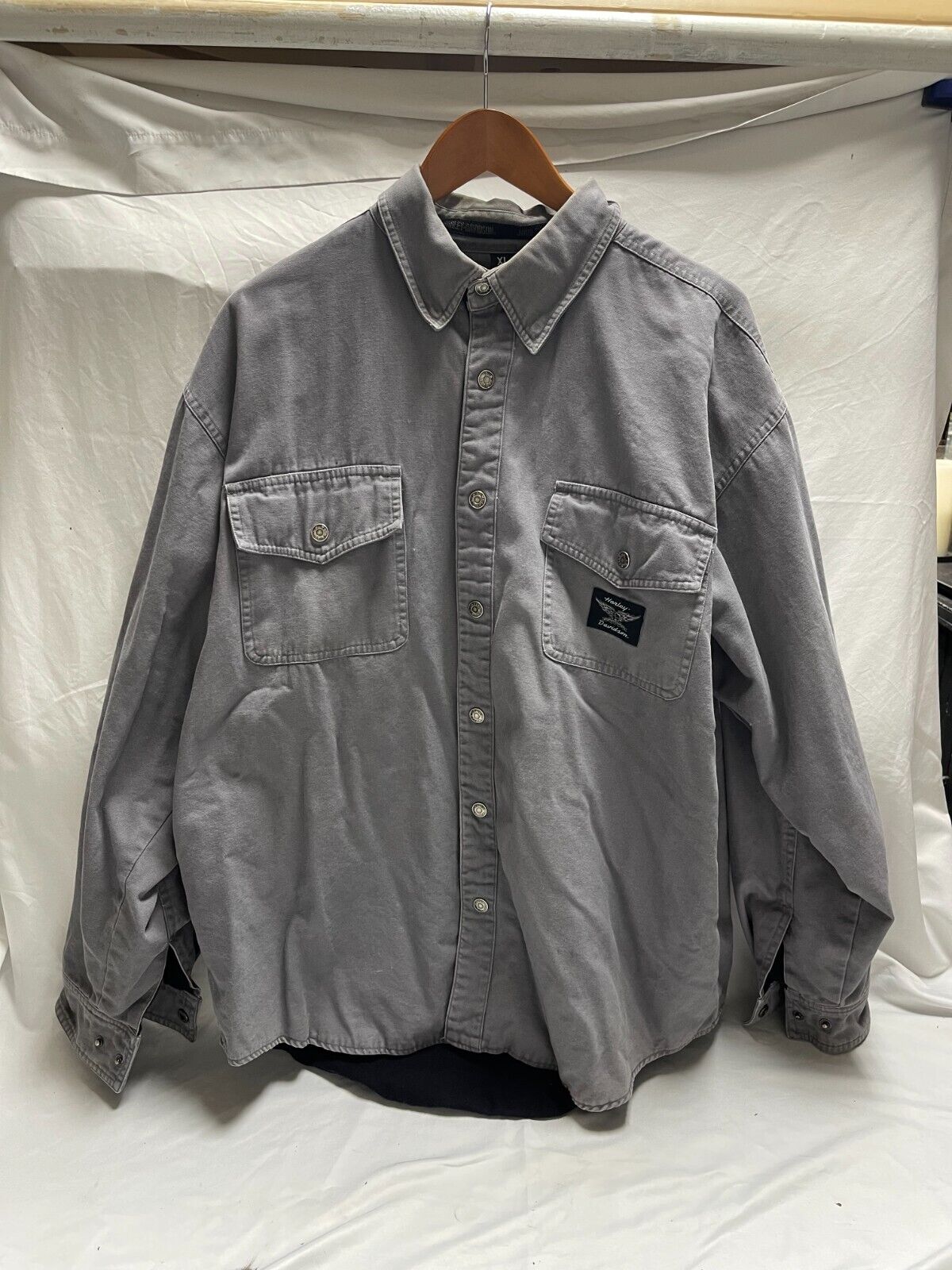 Harley Davidson Gray Cotton Lined Shirt Jacket Size XL
