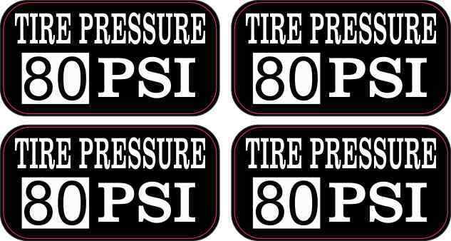 2in x 1in Tire Pressure 80 PSI Stickers Car Truck Vehicle Bumper Decal
