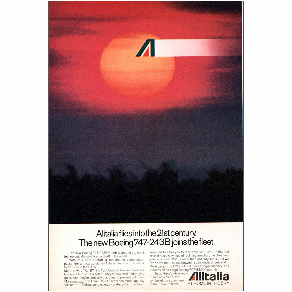 1980 Alitalia Airlines: Boeing 747 243B Joins the Fleet Vintage Print Ad