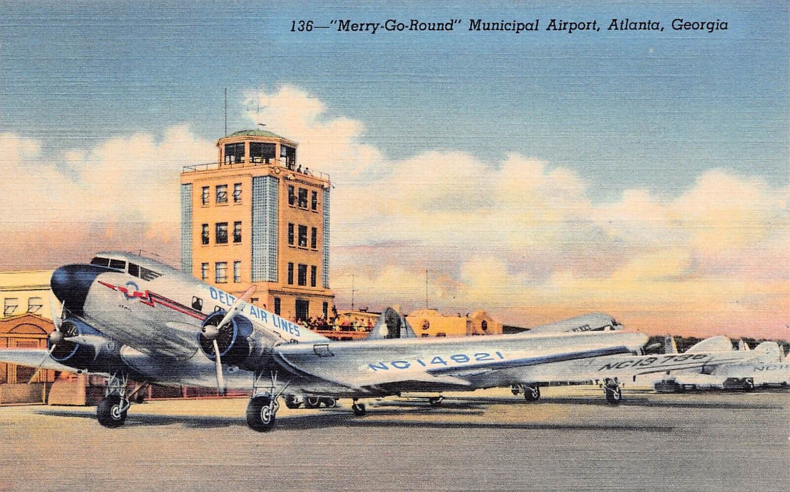 Douglas DC-2 Atlanta GA Georgia Airport Delta Air Lines Aviation Postcard D11