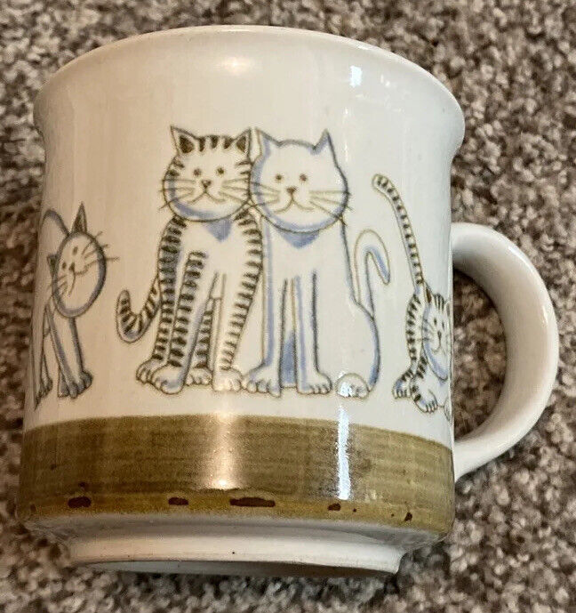 Vintage Kitty Cats Pottery Coffee Cup Mug, By Otigiri  Made in Japan 