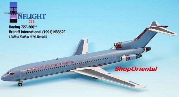 INFLIGHT200 Braniff Airlines B 727 Light Blue 1:200 DIECAST PLANE MODEL IF722014