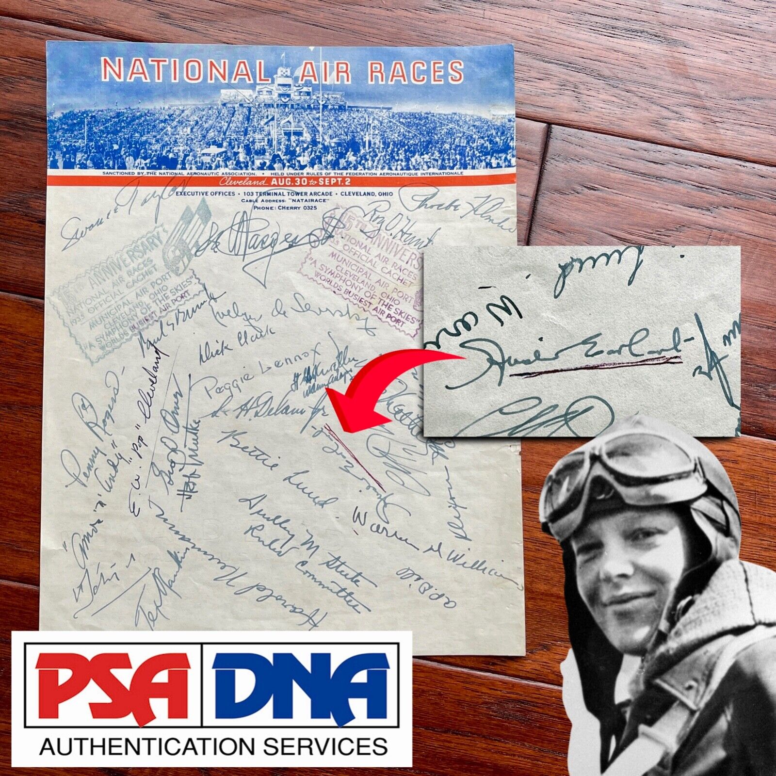 AMELIA EARHART * PSA/DNA * Autograph 1935 NATIONAL AIR RACES  Stationery SIGNED