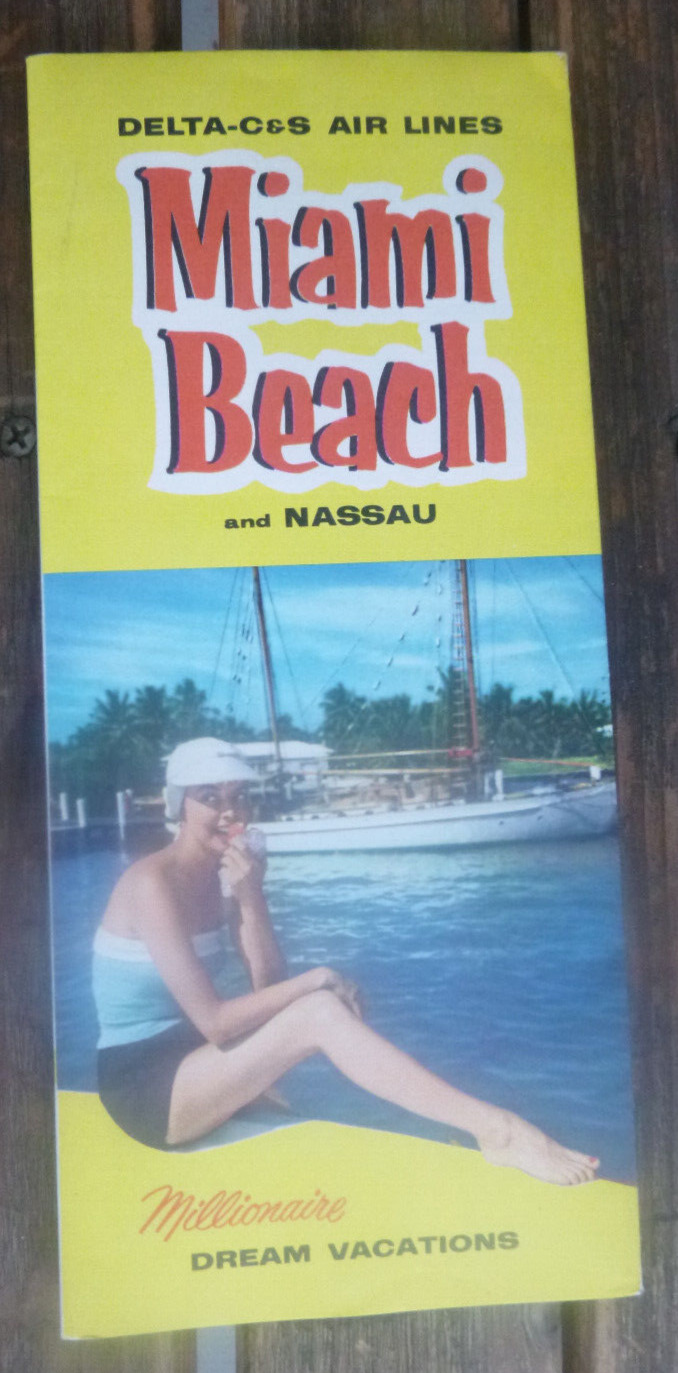 1954 Delta Airlines Miami Beach travel brochure and Nassau C & S